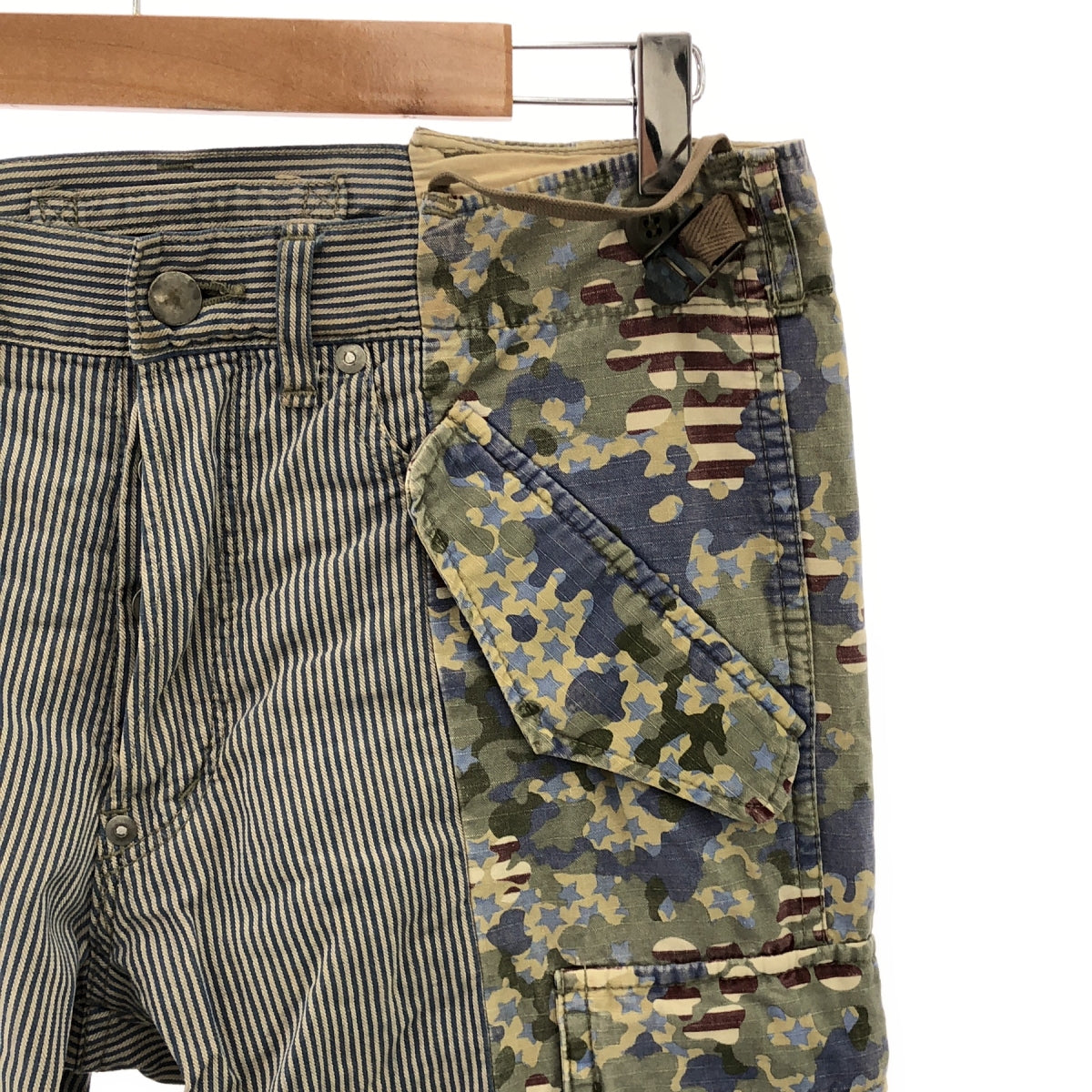 MIHARA YASUHIRO | Hickory camouflage mixed material cargo pants | S | Men's