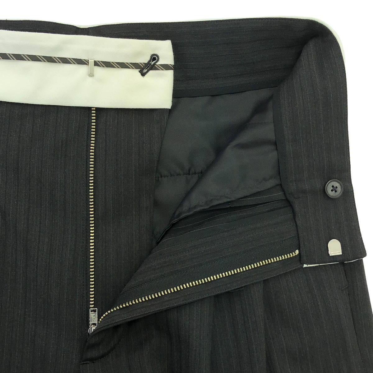 [新品] BEAUTY&amp;YOUTH | 條紋馬腰帶褶皺寬褲 | S | 深灰色 | 女款