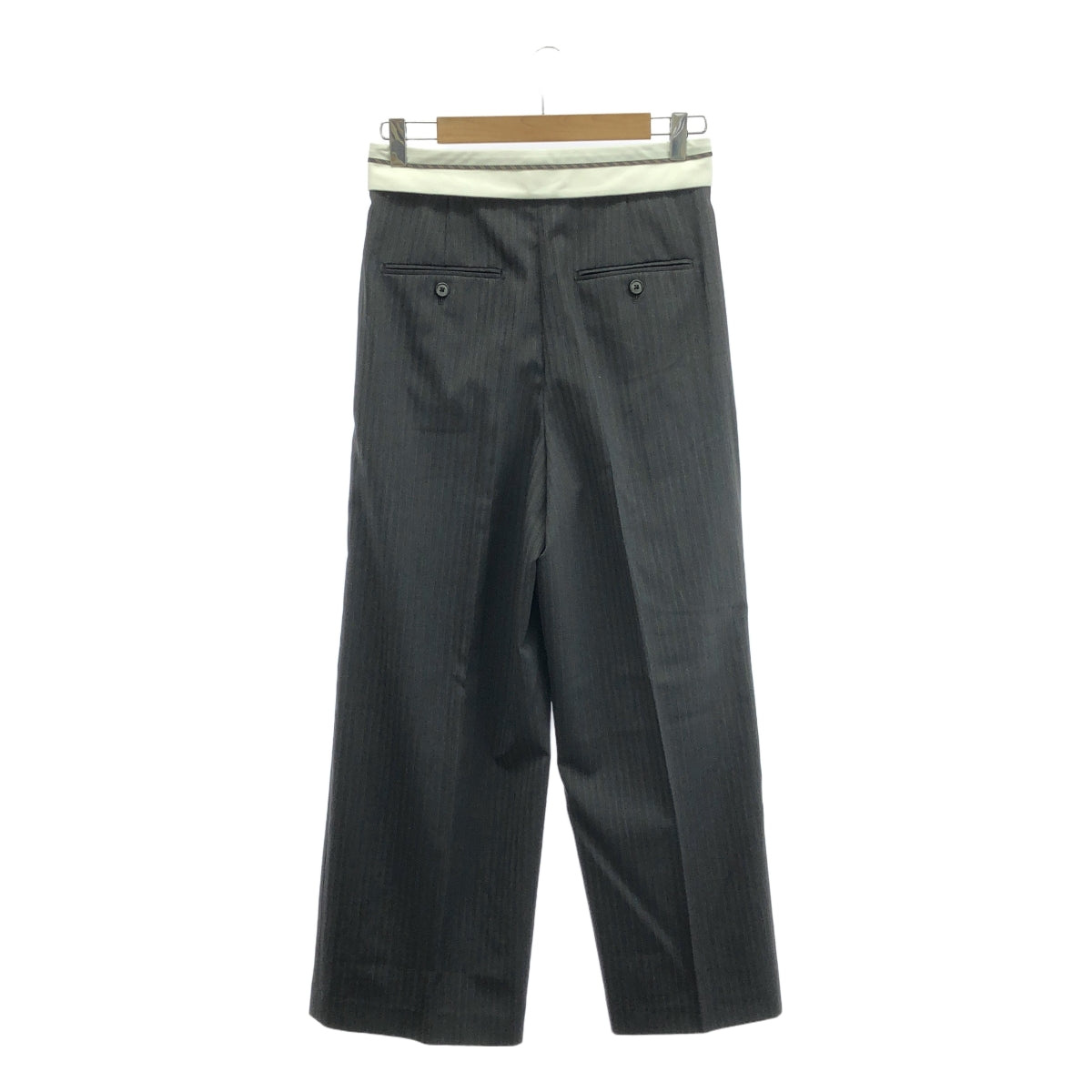 [新品] BEAUTY&amp;YOUTH | 條紋馬腰帶褶皺寬褲 | S | 深灰色 | 女款