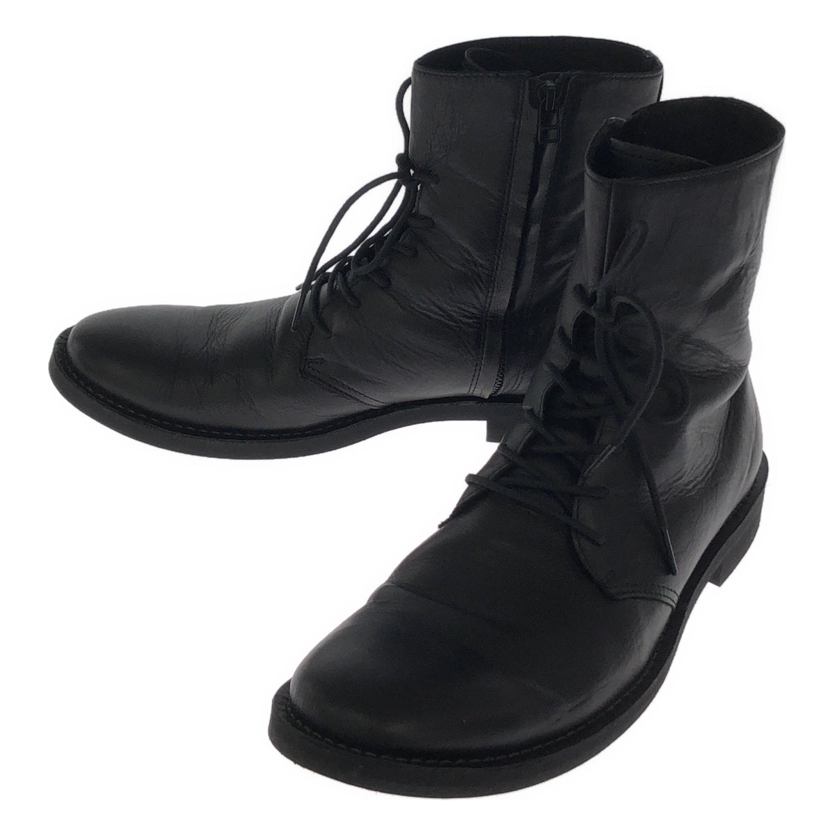 Y's for men / 와이즈포멘 요우지야마모토 | SOFT OIL LEATHER BOOTS WITH LACE UP ZIPPER / 가죽 사이드 Zip 부츠 | 05 | 남성