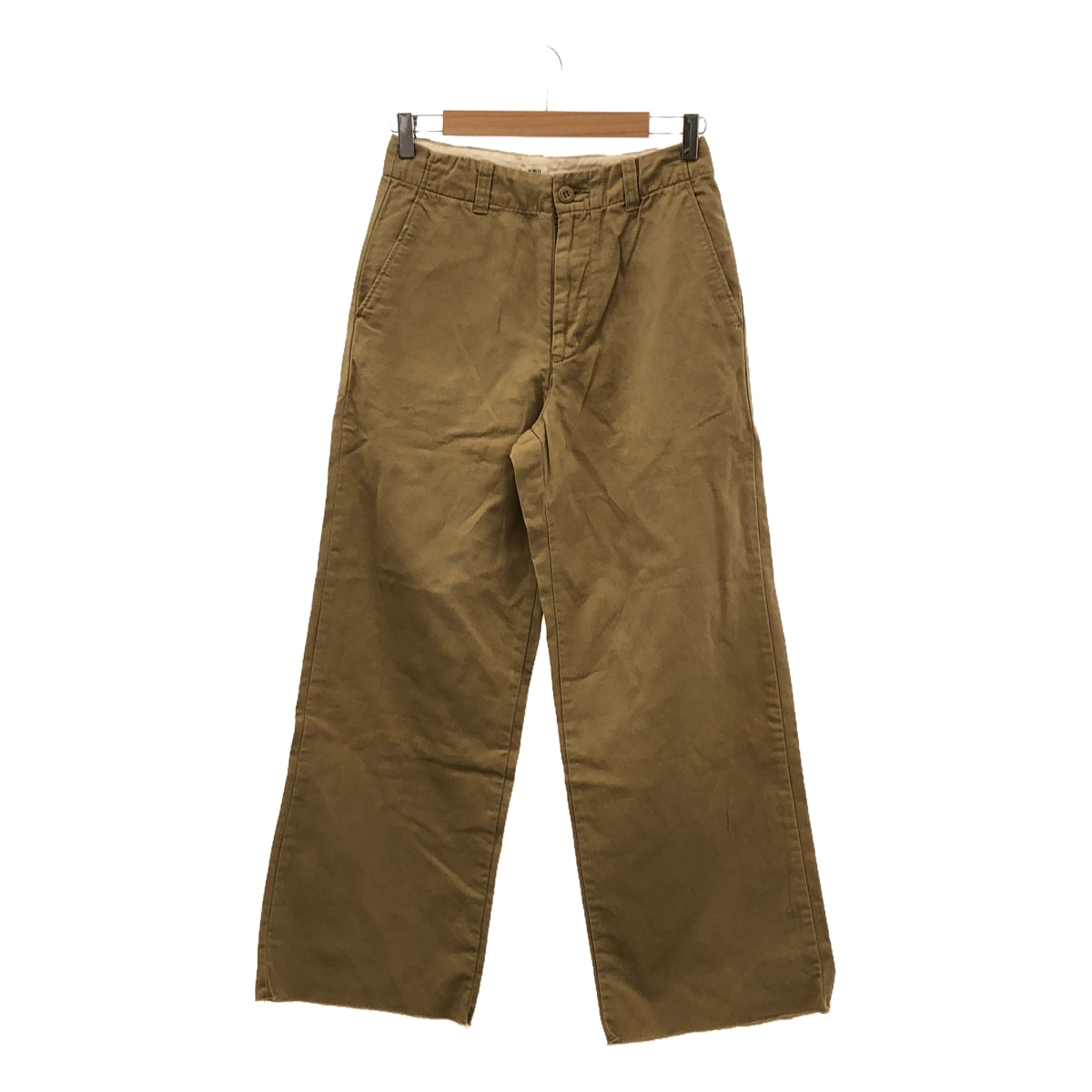 NOWOS | Cut-off wide chino pants | S | Beige | Women's