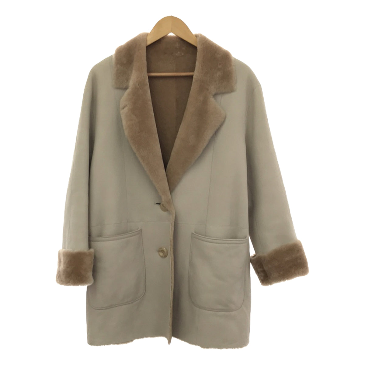 [Good Condition] Pelley Lusso | Reversible Single Shearling Coat | M | Greige/Light Brown | Women's