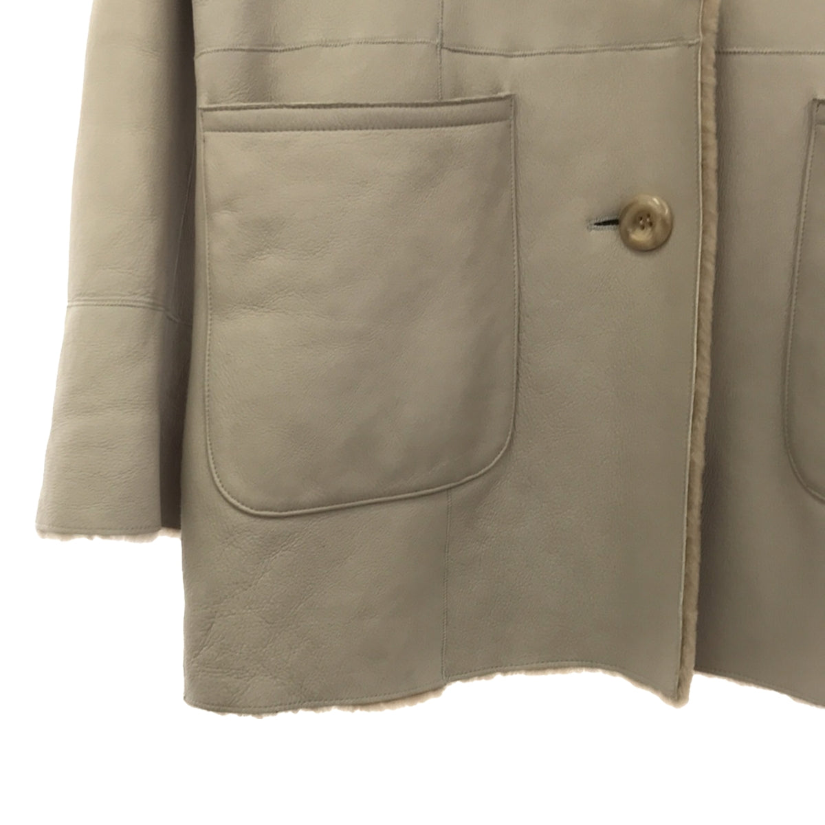 [Good Condition] Pelley Lusso | Reversible Single Shearling Coat | M | Greige/Light Brown | Women's