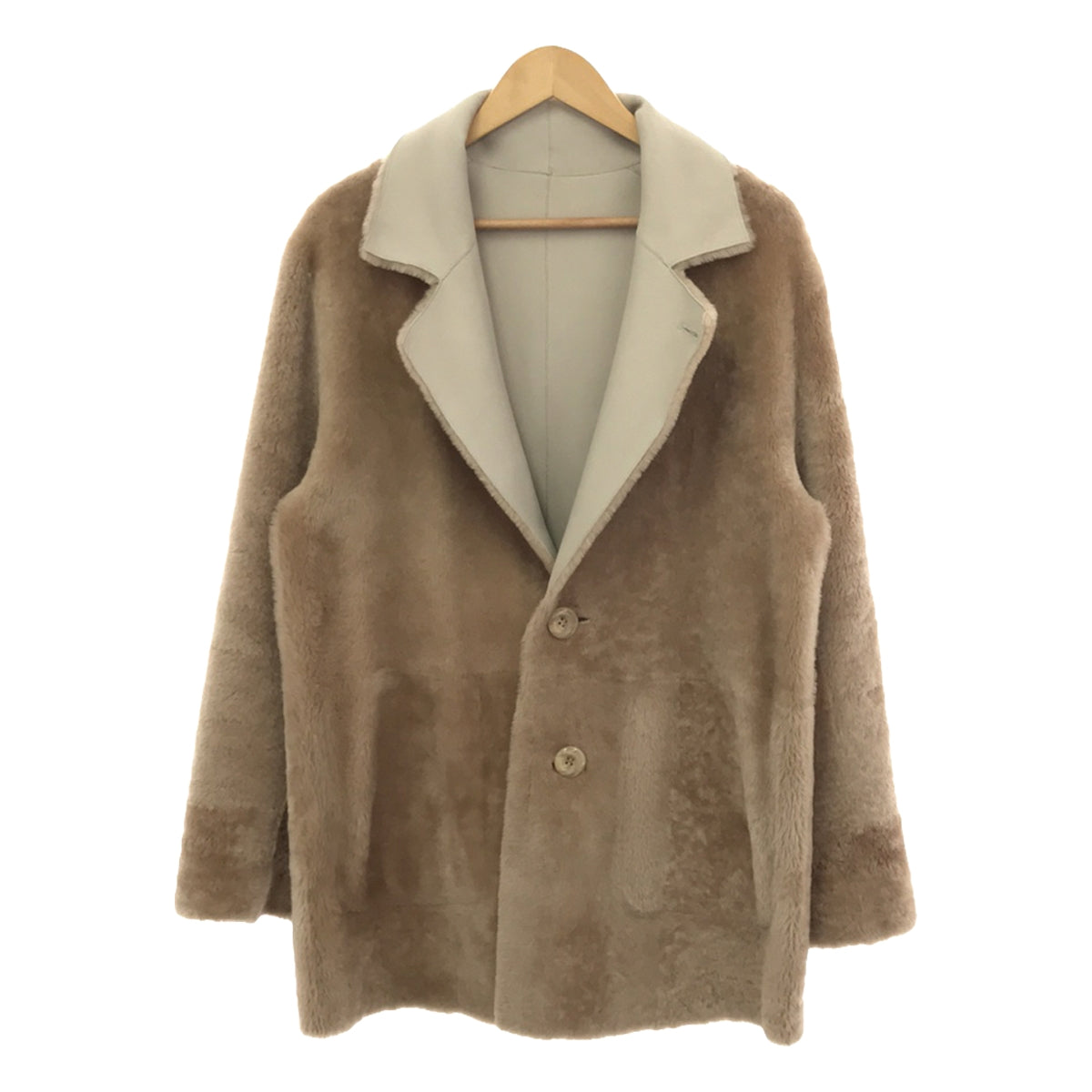 [Good Condition] Pelley Lusso | Reversible Single Shearling Coat | M | Greige/Light Brown | Women's