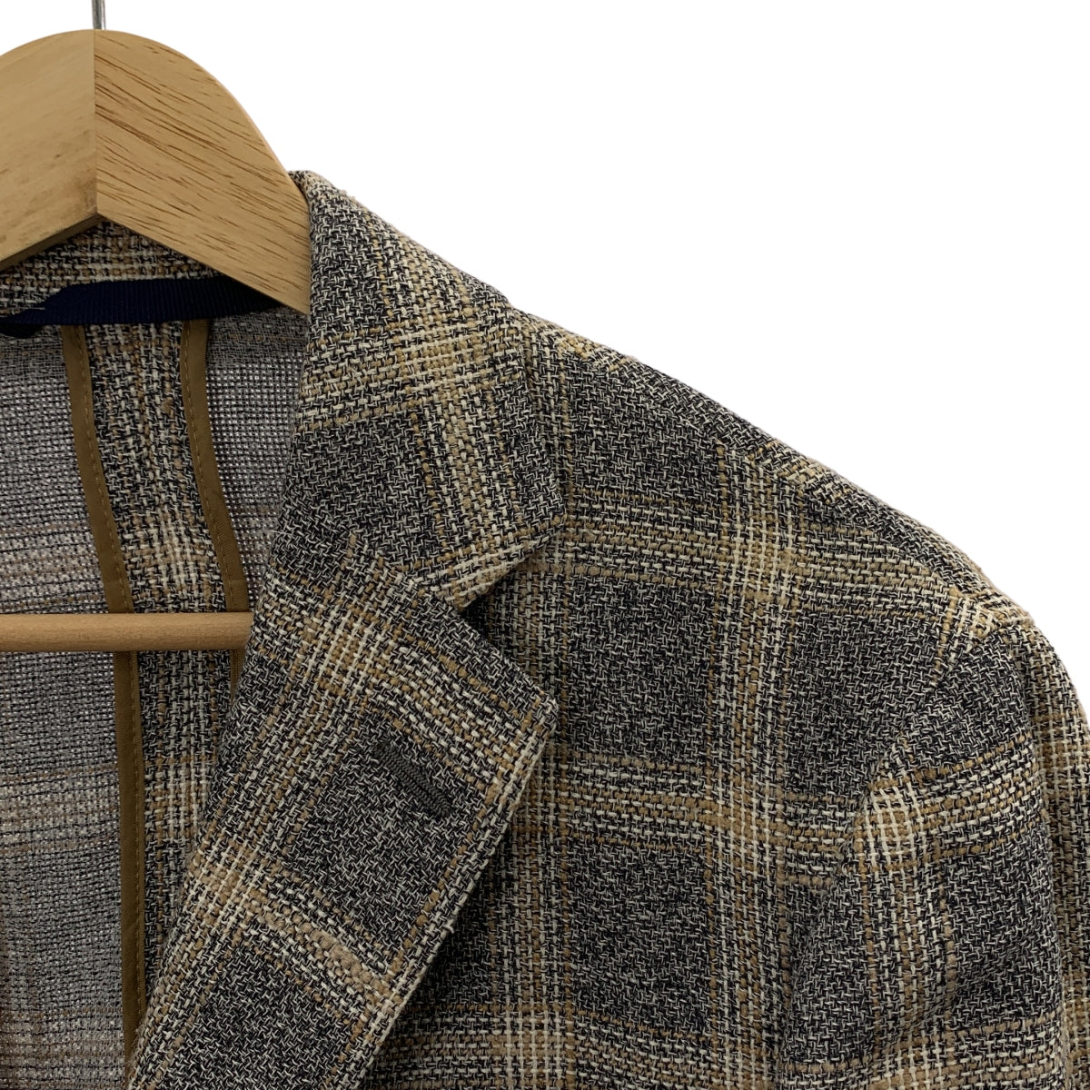 BELVEST / ベルベスト | シルク リネン コットン チェック 3B テーラードジャケット | 44 | メンズ