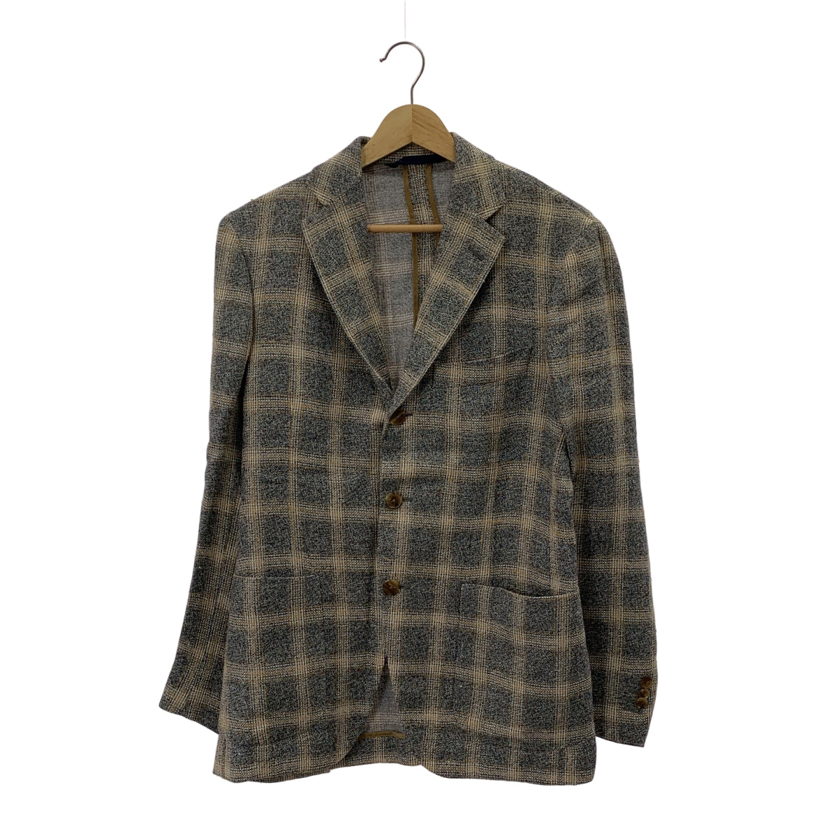 BELVEST / ベルベスト | シルク リネン コットン チェック 3B テーラードジャケット | 44 | メンズ