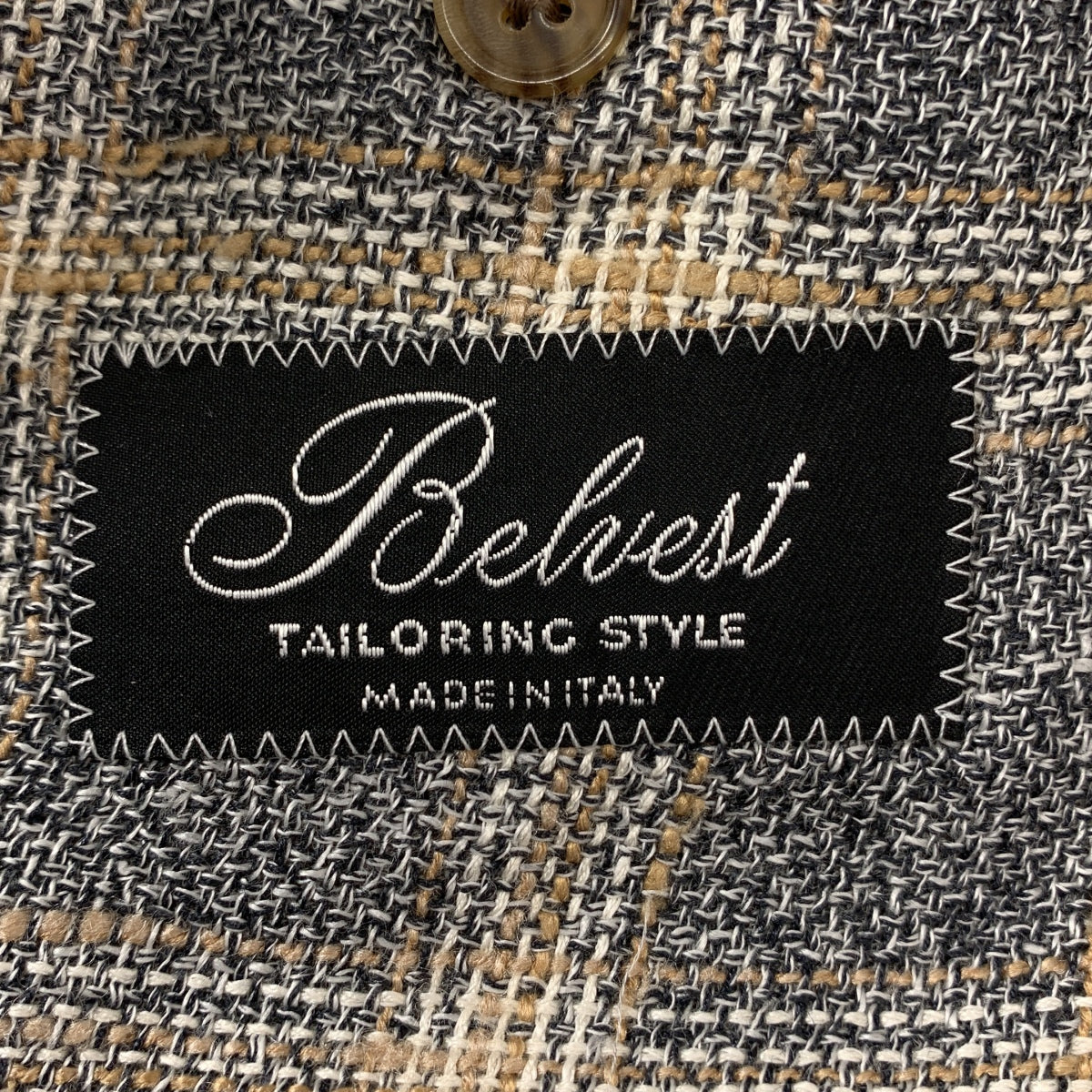 BELVEST | 絲、亞麻與棉質格紋 3B 修身外套 | 尺寸 44 | 男款