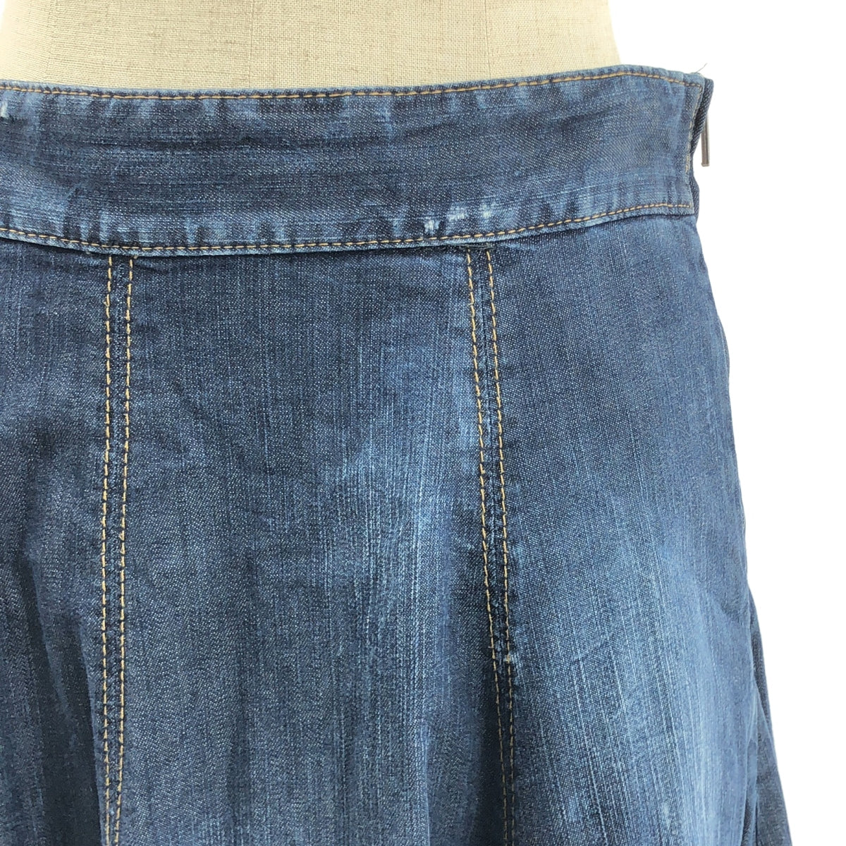 DSQUARED2 | 彩繪做舊側邊拉鍊牛仔半身裙 | 42碼 | 靛藍 | 女款