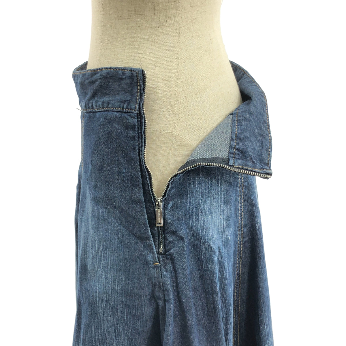 DSQUARED2 | 彩繪做舊側邊拉鍊牛仔半身裙 | 42碼 | 靛藍 | 女款