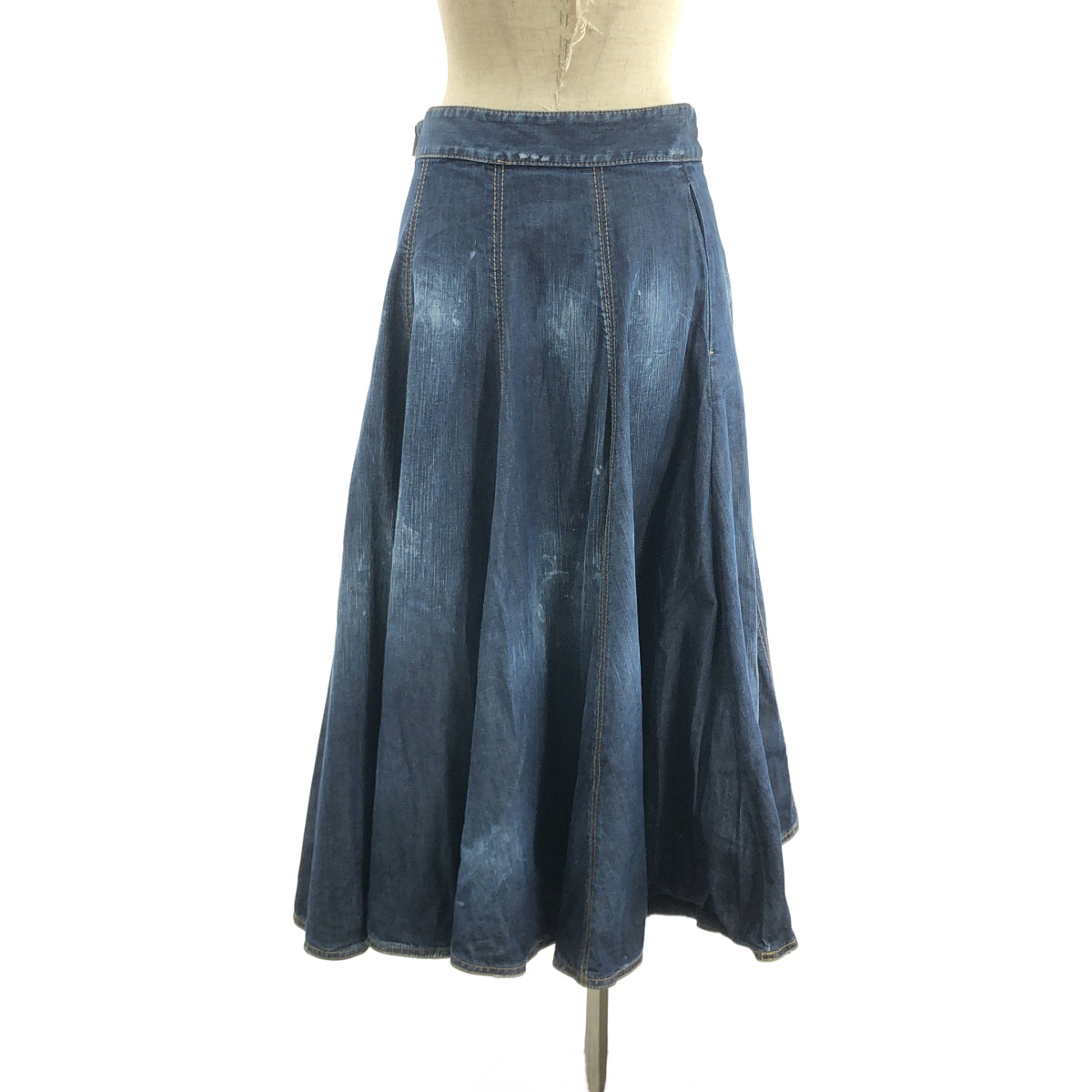 DSQUARED2 | 彩繪做舊側邊拉鍊牛仔半身裙 | 42碼 | 靛藍 | 女款