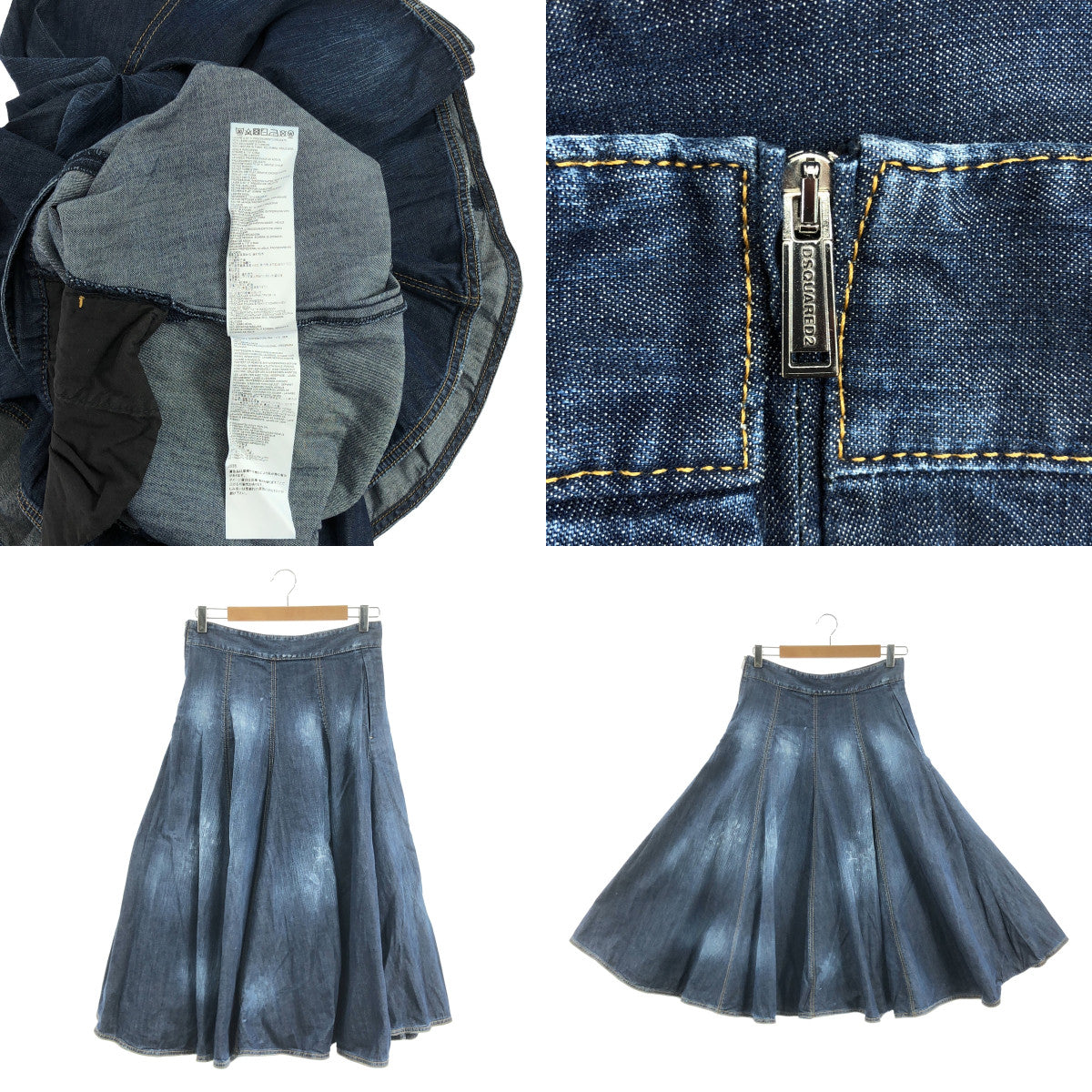 DSQUARED2 / ディースクエアード | ペンキ・ダメージ加工 サイドジップ デニムスカート | 42 | インディゴ | レディース