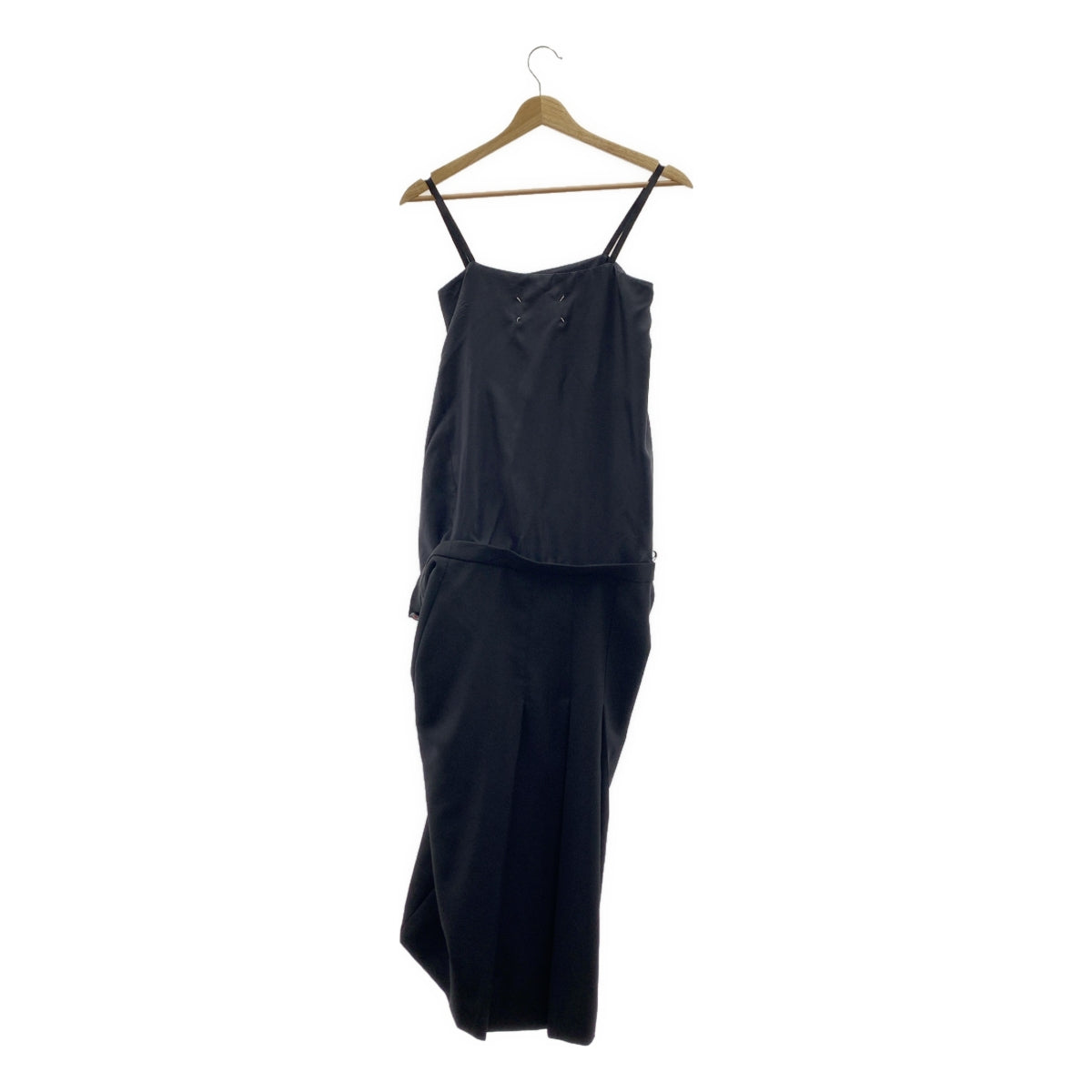 【美品】  Maison Margiela / メゾンマルジェラ | 2022AW | シルク バラセアウール 異素材 切替 変形 リワークドウールドレス ワンピース | 36 | ブラック | レディース