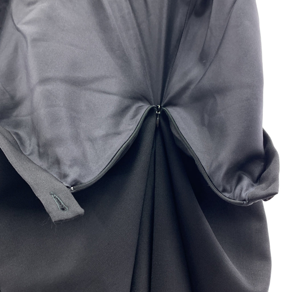 【美品】  Maison Margiela / メゾンマルジェラ | 2022AW | シルク バラセアウール 異素材 切替 変形 リワークドウールドレス ワンピース | 36 | ブラック | レディース