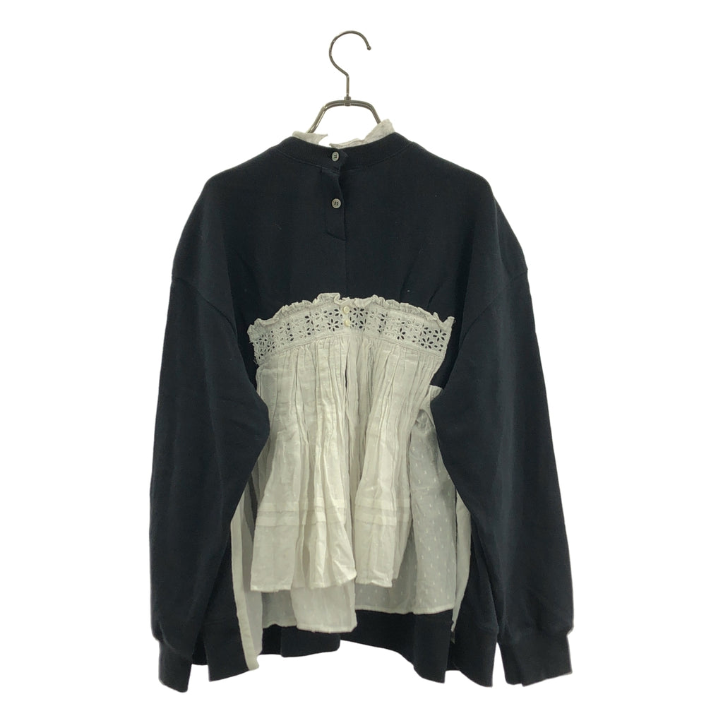 MUVEIL / ミュベール | レースコンビ 裏毛プルオーバー スウェット トレーナー | 38 | メンズ