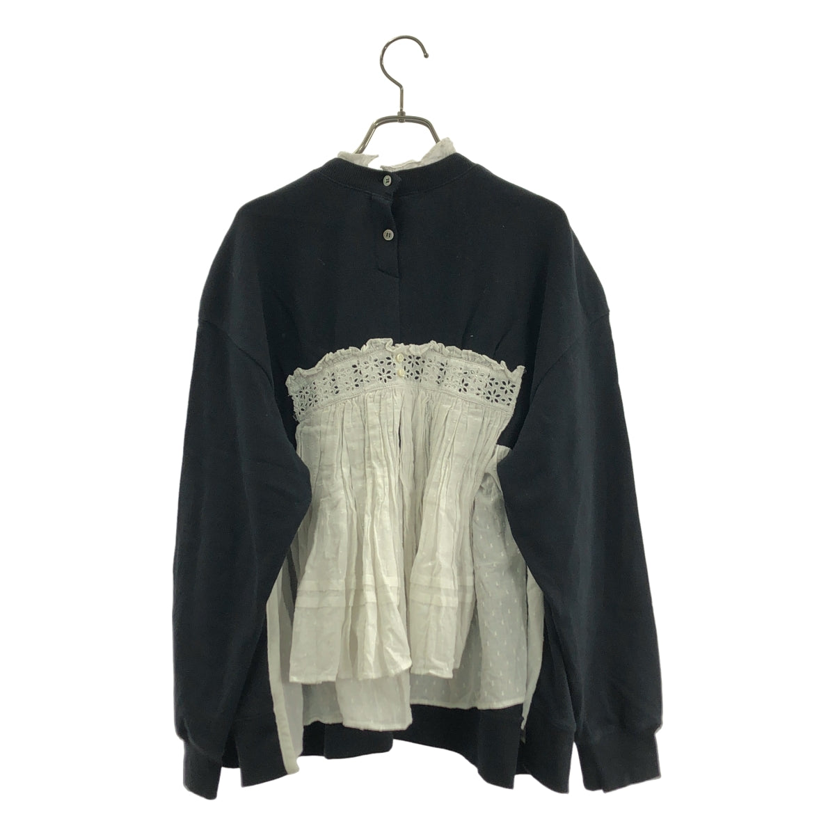 MUVEIL / ミュベール | レースコンビ 裏毛プルオーバー スウェット トレーナー | 38 | メンズ