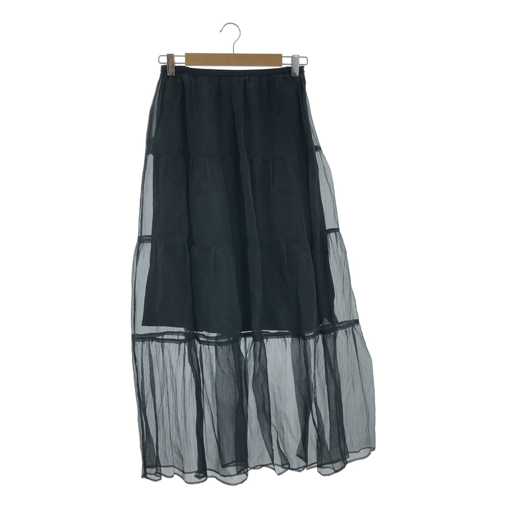 LOKITHO / ロキト | 2023SS | SILK YORYU SKIRT シルク レイヤード ロングスカート | 2 | ブラック | レディース