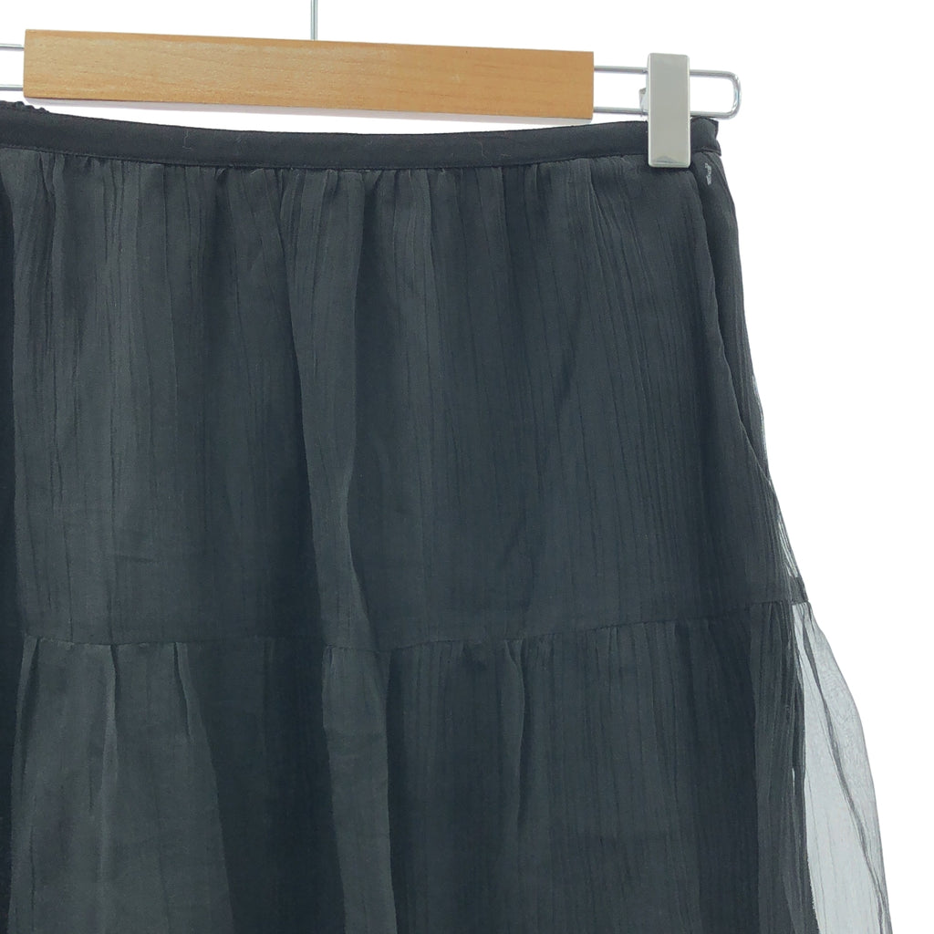 LOKITHO / ロキト | 2023SS | SILK YORYU SKIRT シルク レイヤード ロングスカート | 2 | ブラック | レディース