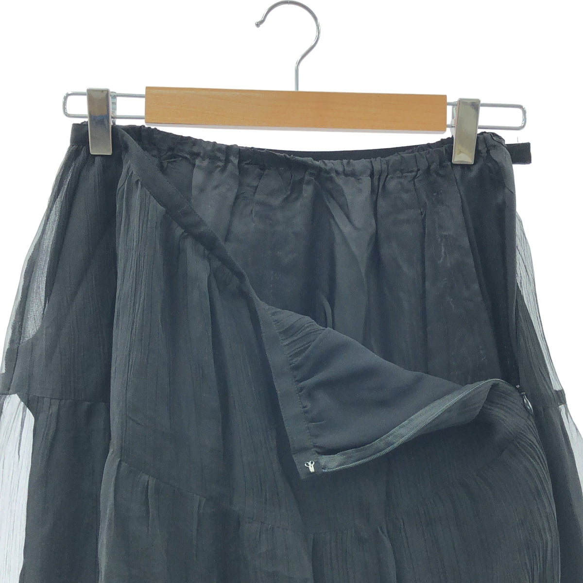 LOKITHO / ロキト | 2023SS | SILK YORYU SKIRT シルク レイヤード ロングスカート | 2 | ブラック | レディース