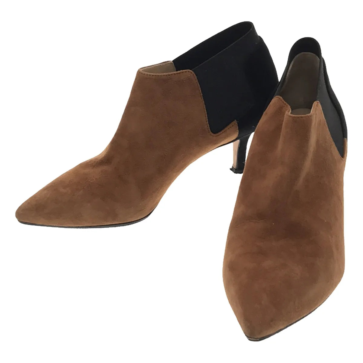 [狀況良好] PELLICO |絨面雙色側戈爾鞋跟短靴 | 34 1/2 |棕色/黑色 |女性的
