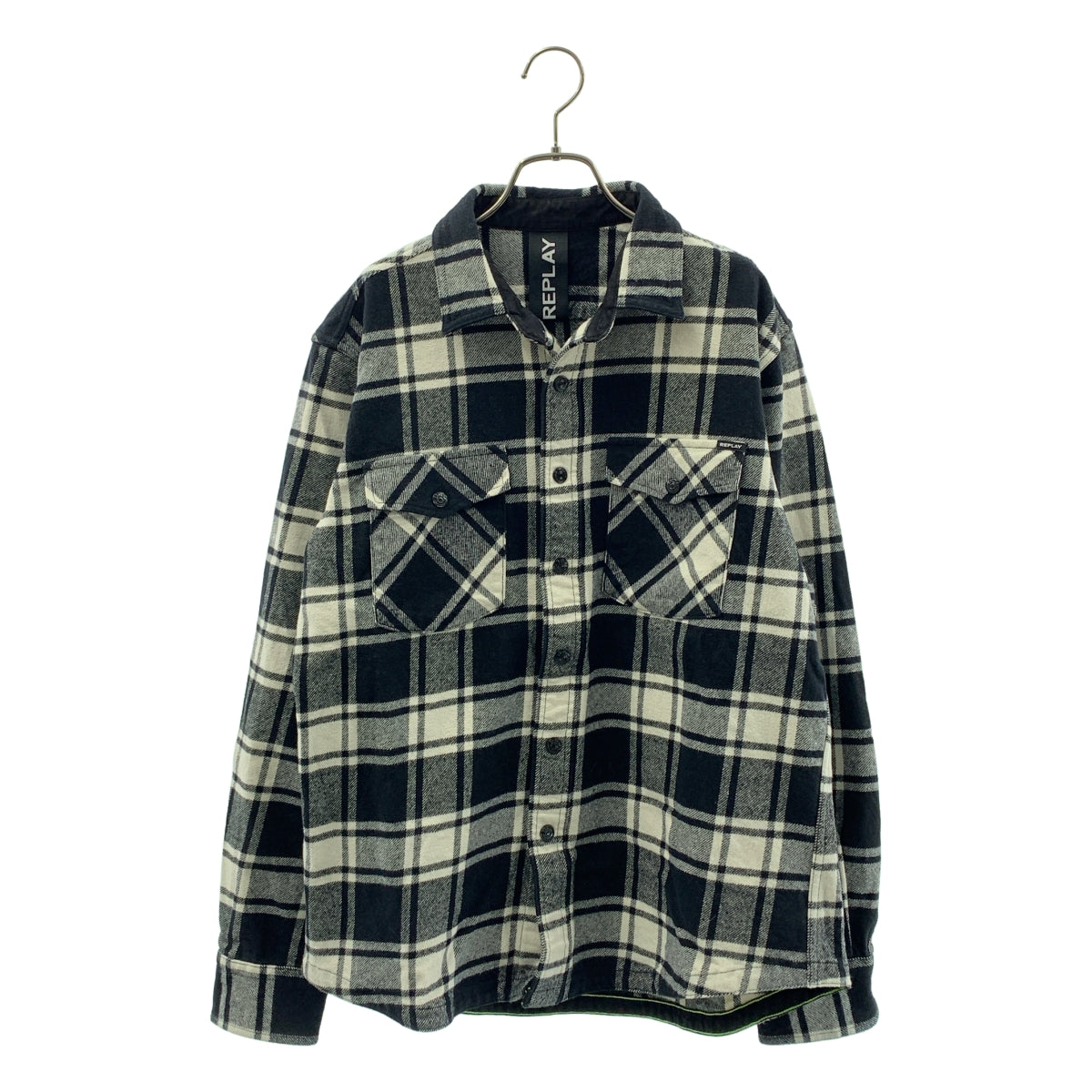 REPLAY | 常規版型法蘭絨格紋襯衫 | L 碼 |