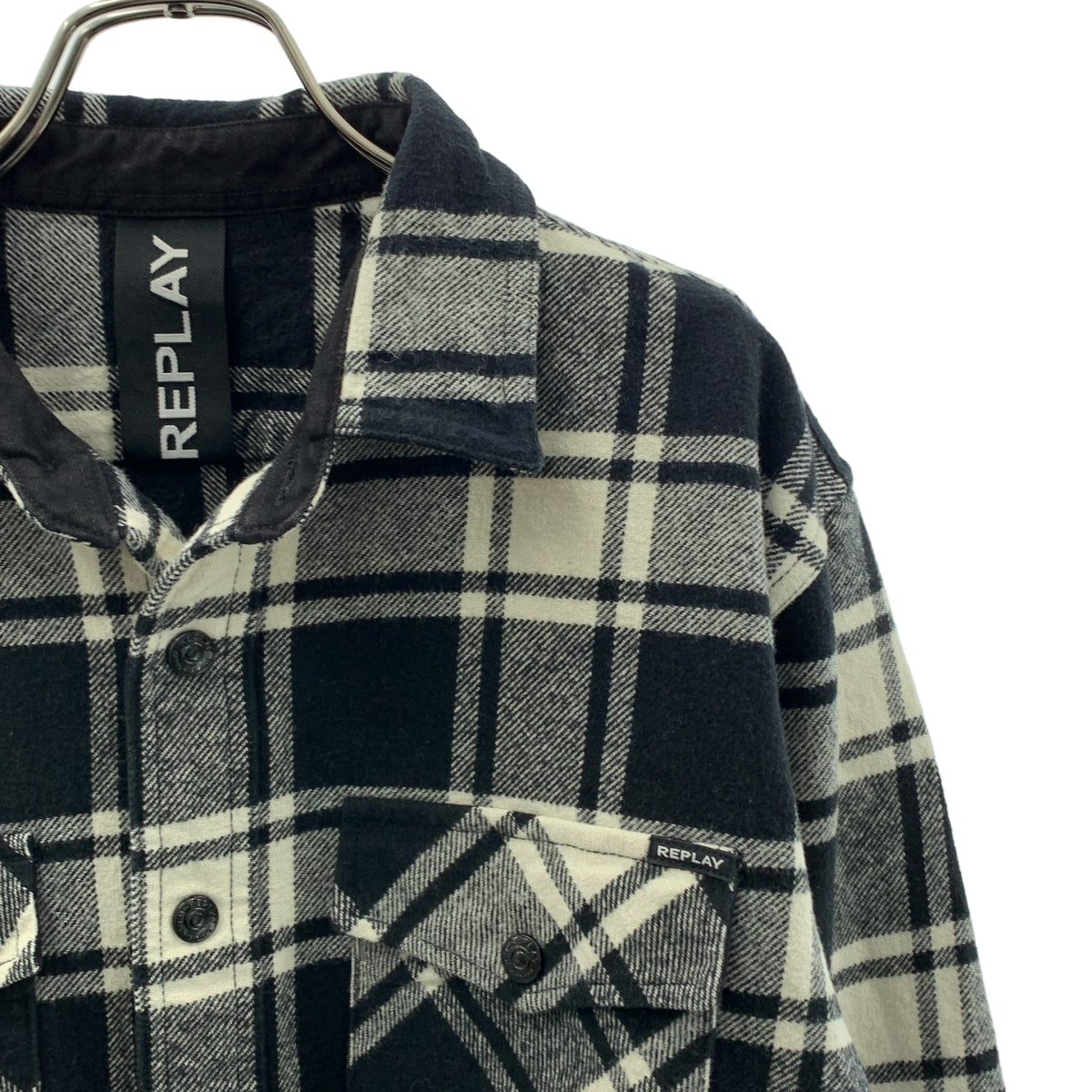 REPLAY | 常規版型法蘭絨格紋襯衫 | L 碼 |