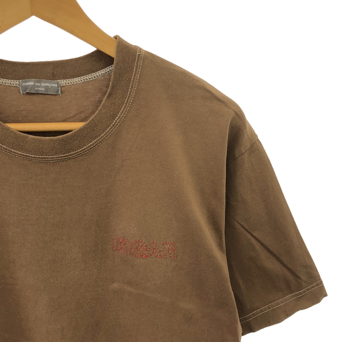 COMME des GARCONS HOMME / コムデギャルソンオム | 2003SS | ステッチワーク ワンポイント ロゴ クルーネック Tシャツ カットソー | ブラウン | メンズ