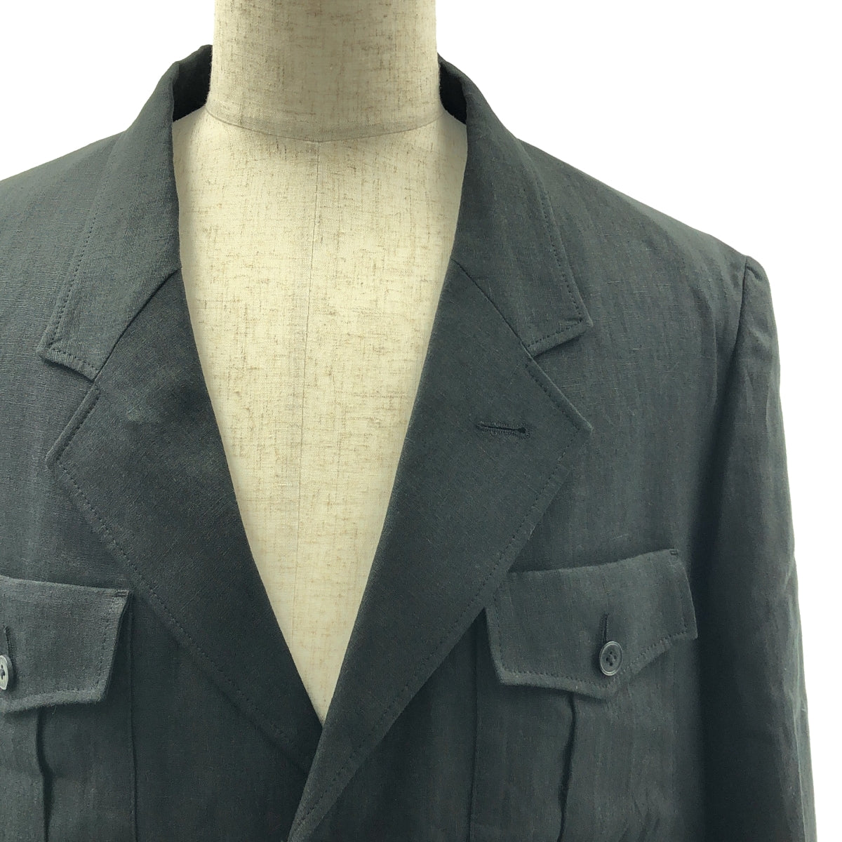 【美品】  Y's for men / ワイズフォーメンヨウジヤマモト | 2025SS | 120％LINO / LINEN JACKET WITH 4-POCKET /  シングルブレスト オーバー ジャケット / 総裏地 | 2 | ブラック | メンズ
