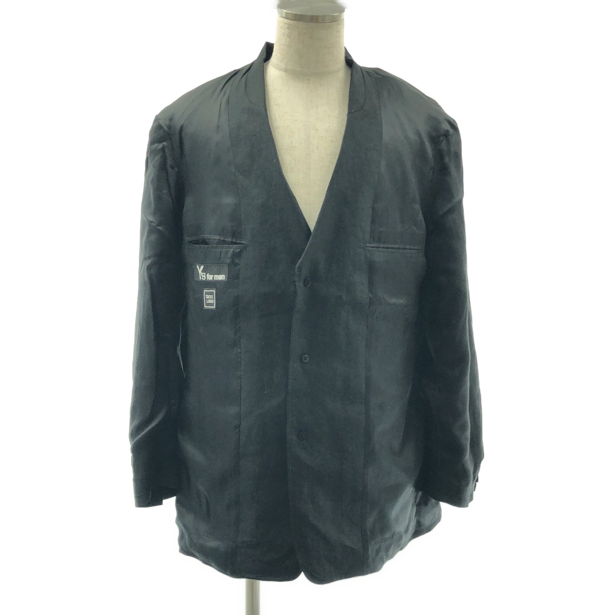 【美品】  Y's for men / ワイズフォーメンヨウジヤマモト | 2025SS | 120％LINO / LINEN JACKET WITH 4-POCKET /  シングルブレスト オーバー ジャケット / 総裏地 | 2 | ブラック | メンズ