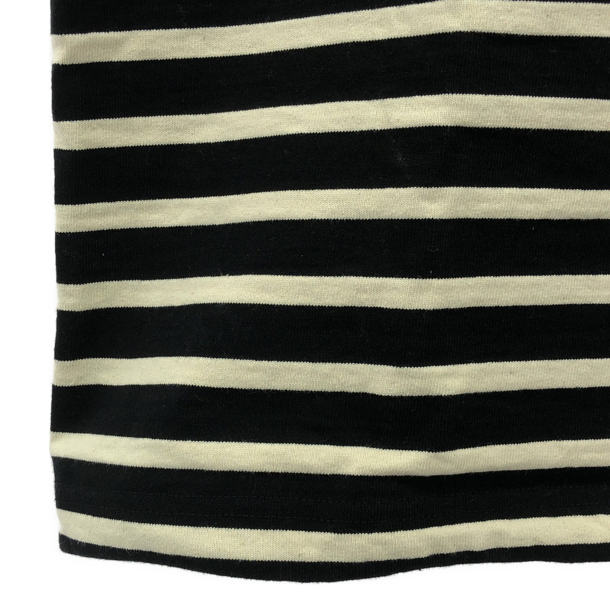 【미품】 scye basics / 사이베식스 | Striped Cotton Jersey T-Shirt / 헝겊 포켓 T 셔츠 | 34 | 블랙 / 오프 화이트 | 남성