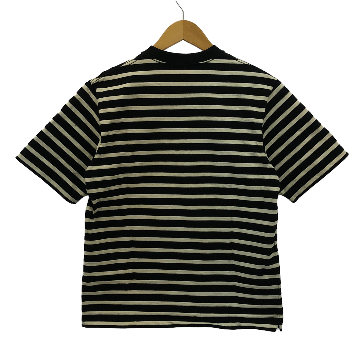 【미품】 scye basics / 사이베식스 | Striped Cotton Jersey T-Shirt / 헝겊 포켓 T 셔츠 | 34 | 블랙 / 오프 화이트 | 남성