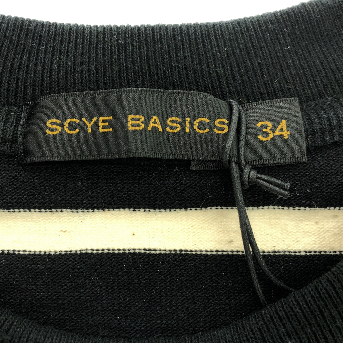 【美品】  scye basics / サイベーシックス | Striped Cotton Jersey T-Shirt  / ワッペン ポケット Tシャツ | 34 | ブラック/オフホワイト | メンズ