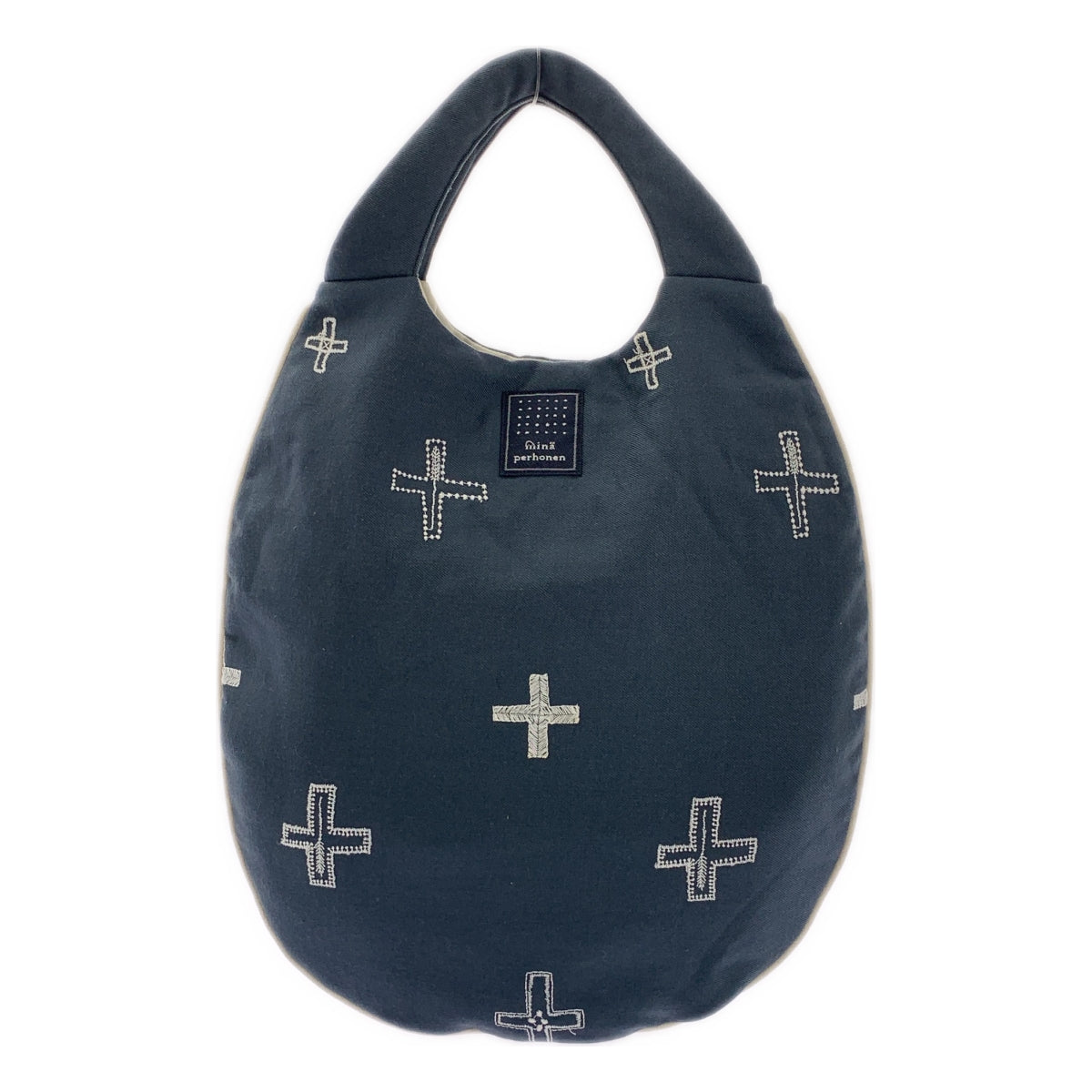 mina perhonen / ミナペルホネン | 2023AW | plus / エンブロイダリー ハンド トート エッグバッグ |