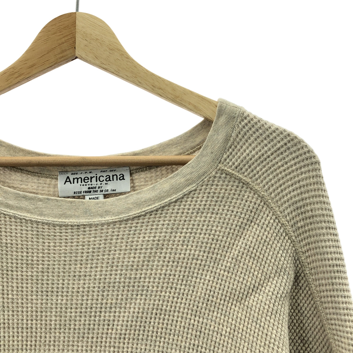Americana / アメリカーナ | ワンポイントスリーブロゴ サーマル オーバー カットソー | F | ベージュ | レディース