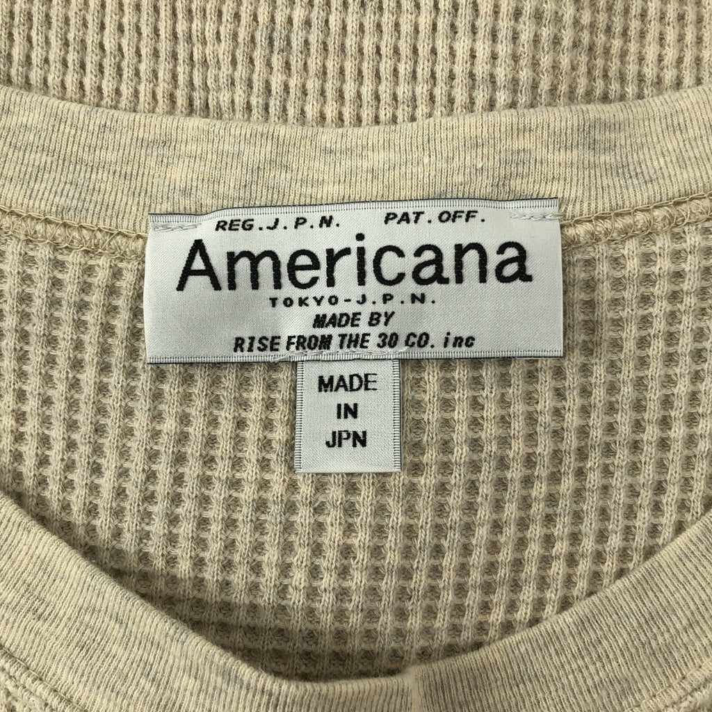 Americana / アメリカーナ | ワンポイントスリーブロゴ サーマル オーバー カットソー | F | ベージュ | レディース