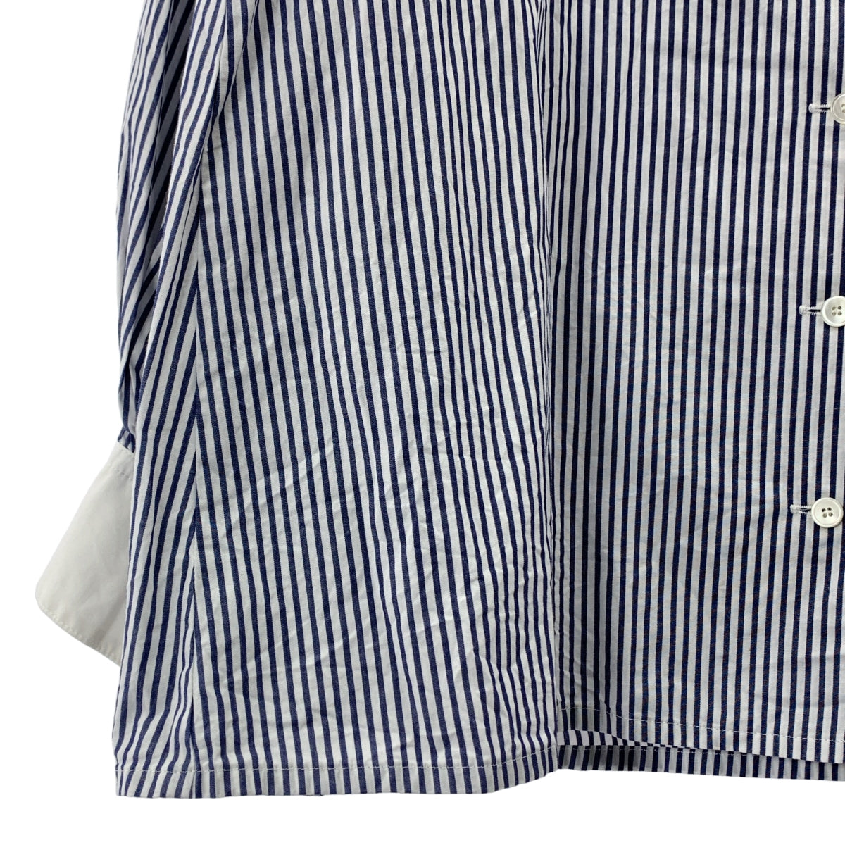 foufou / フーフー | コットン ストライプ  クレリックシャツ | ブルー/ホワイト | レディース