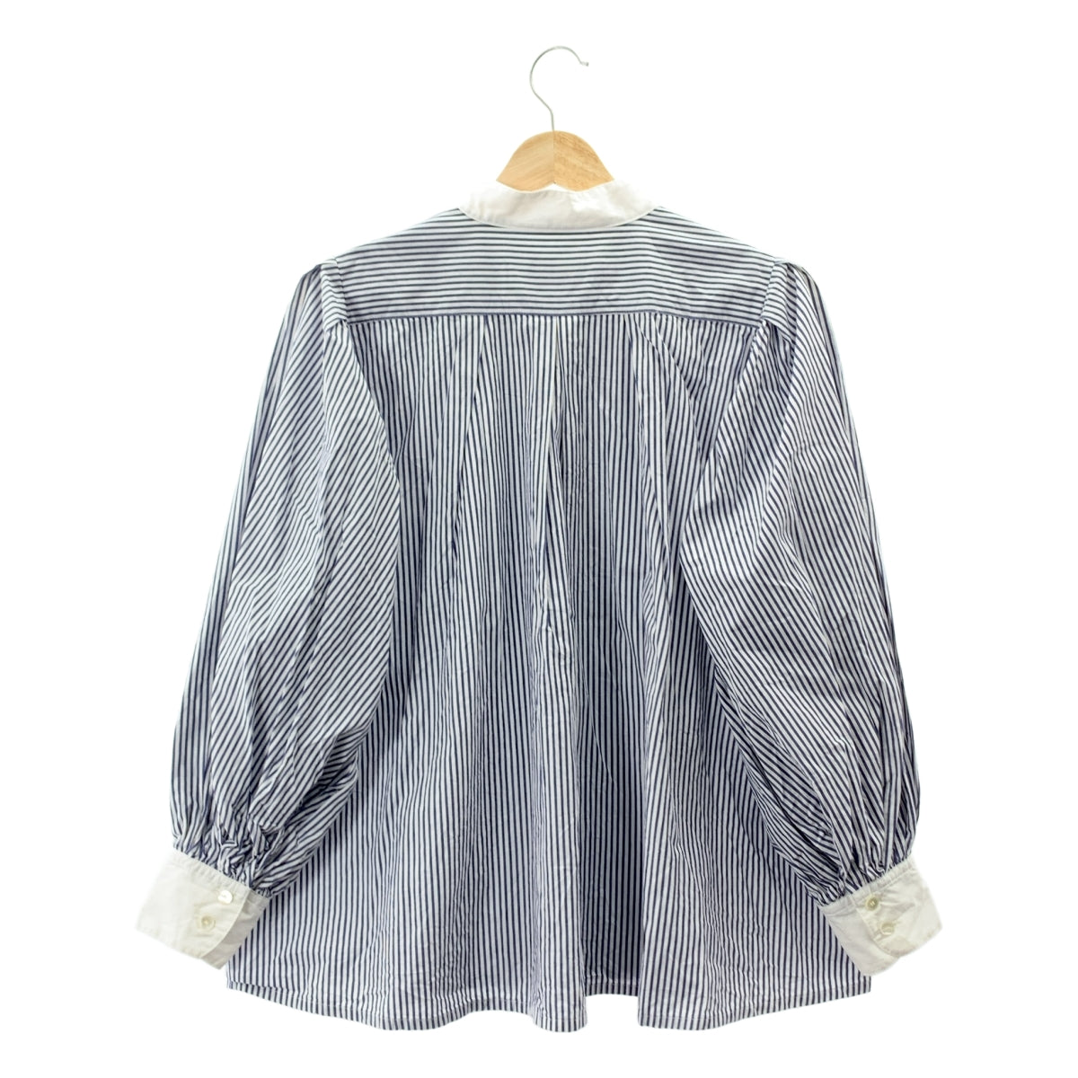 foufou / フーフー | コットン ストライプ  クレリックシャツ | ブルー/ホワイト | レディース