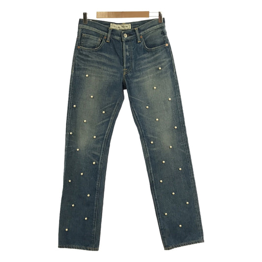 Tu es mon TRESOR / Tu es mon TRESOR | × caqu collaboration denim pants with pearls | 0 SHORT | Indigo | Women's