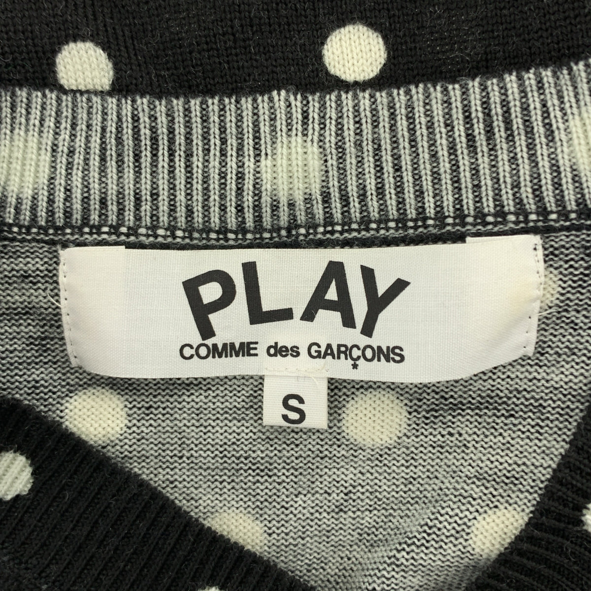 PLAY COMME des GARCONS / 플레이콤 데 갤슨 | AD2017/5 | 울 하트 헝겊 니트 스웨터 | S | 블랙 | 여성