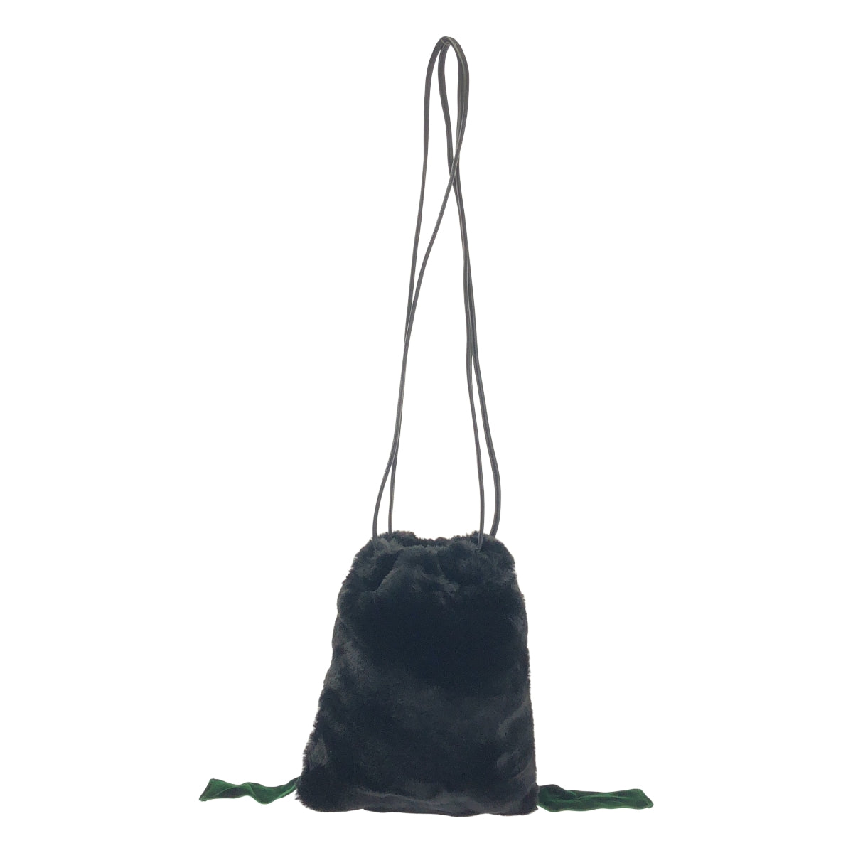 【美品】  Sue UNDERCOVER / スーアンダーカバー | フェイクファー 巾着バッグ | ブラック/グリーン | レディース