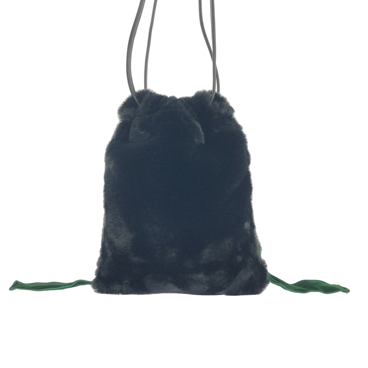 【美品】  Sue UNDERCOVER / スーアンダーカバー | フェイクファー 巾着バッグ | ブラック/グリーン | レディース