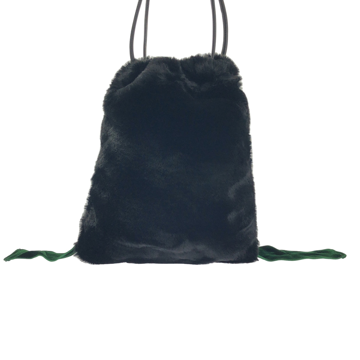 【美品】  Sue UNDERCOVER / スーアンダーカバー | フェイクファー 巾着バッグ | ブラック/グリーン | レディース
