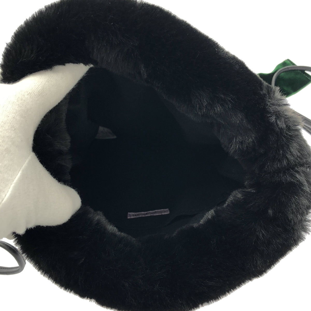 【美品】  Sue UNDERCOVER / スーアンダーカバー | フェイクファー 巾着バッグ | ブラック/グリーン | レディース