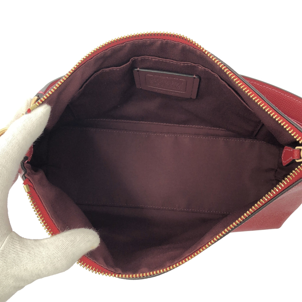 【미품】 COACH / 코치 | 2way 숄더 포함 가죽 로고 핸드백 | 레드 | 여성