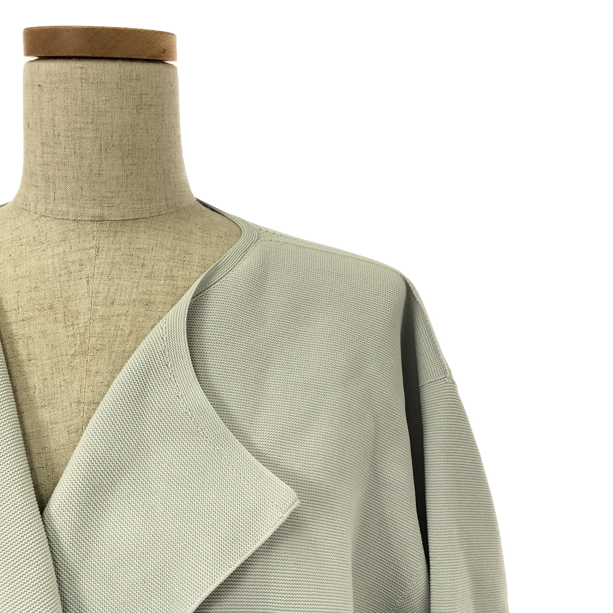 【美品】  me ISSEY MIYAKE / ミーイッセイミヤケ | Knit Coat  / ボタンレス ノーカラー ニット オーバー ガウンコート / コーディガン / 羽織 | ホワイト系 | レディース