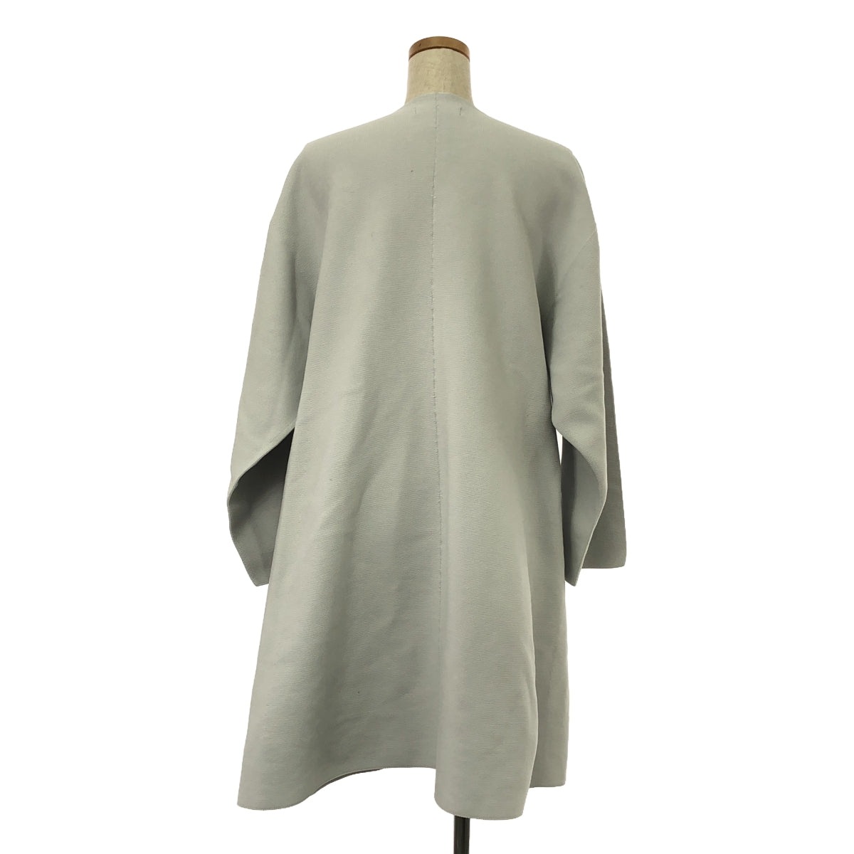 【美品】  me ISSEY MIYAKE / ミーイッセイミヤケ | Knit Coat  / ボタンレス ノーカラー ニット オーバー ガウンコート / コーディガン / 羽織 | ホワイト系 | レディース