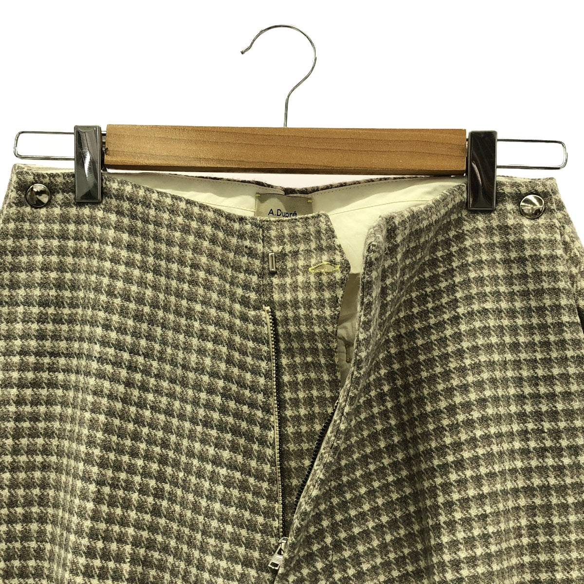 A.Dupre |羊毛格紋錐形褲 | S |灰色 |女性的