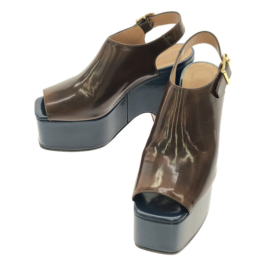 MARNI / Marni | platform wedge sandal | 36 | brown/blue | women's