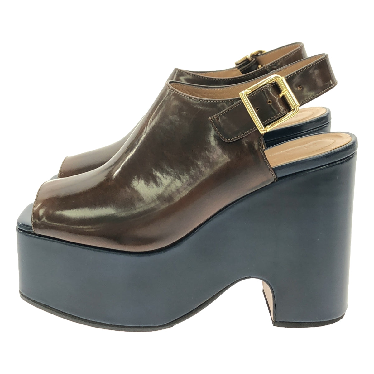 MARNI / Marni | platform wedge sandal | 36 | brown/blue | women's