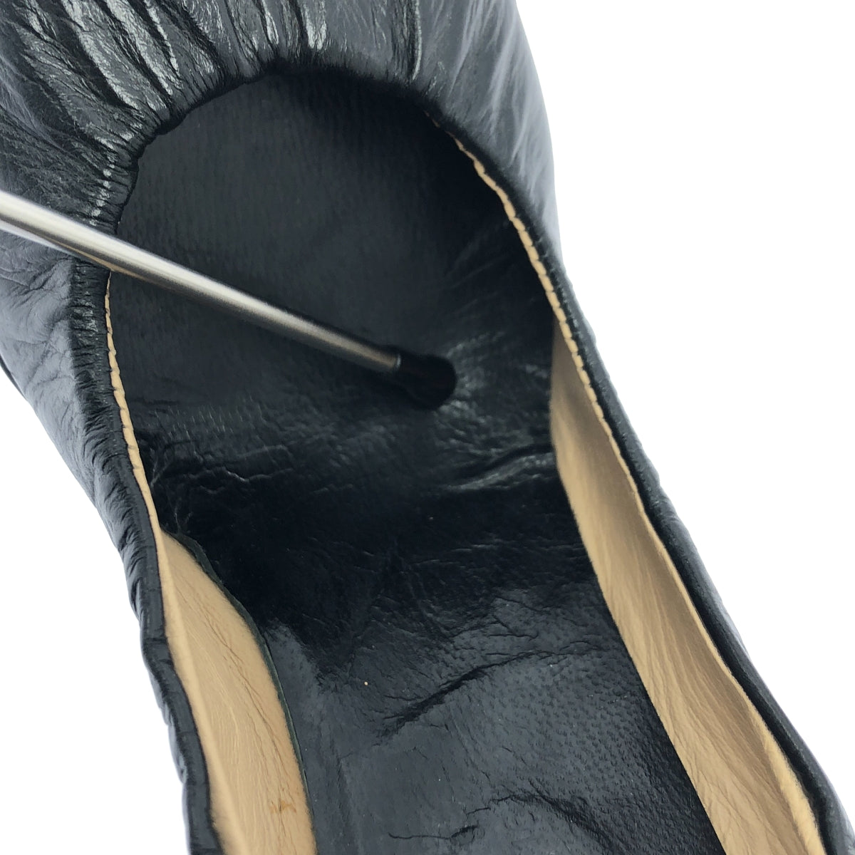 Martin Margiela / マルタンマルジェラ | シャーリング加工 レザー ヒール パンプス | 38 | ブラック | レディース