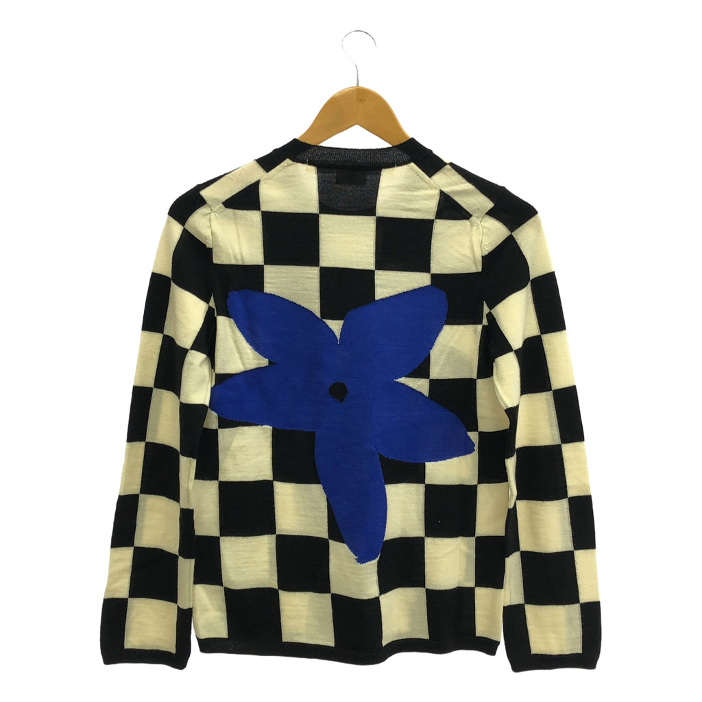 COMME des GARCONS / 컴데 갤슨 | 2012AW | 플래그 체크 크루 넥 니트 | S | 블랙/아이보리/블루 | 여성